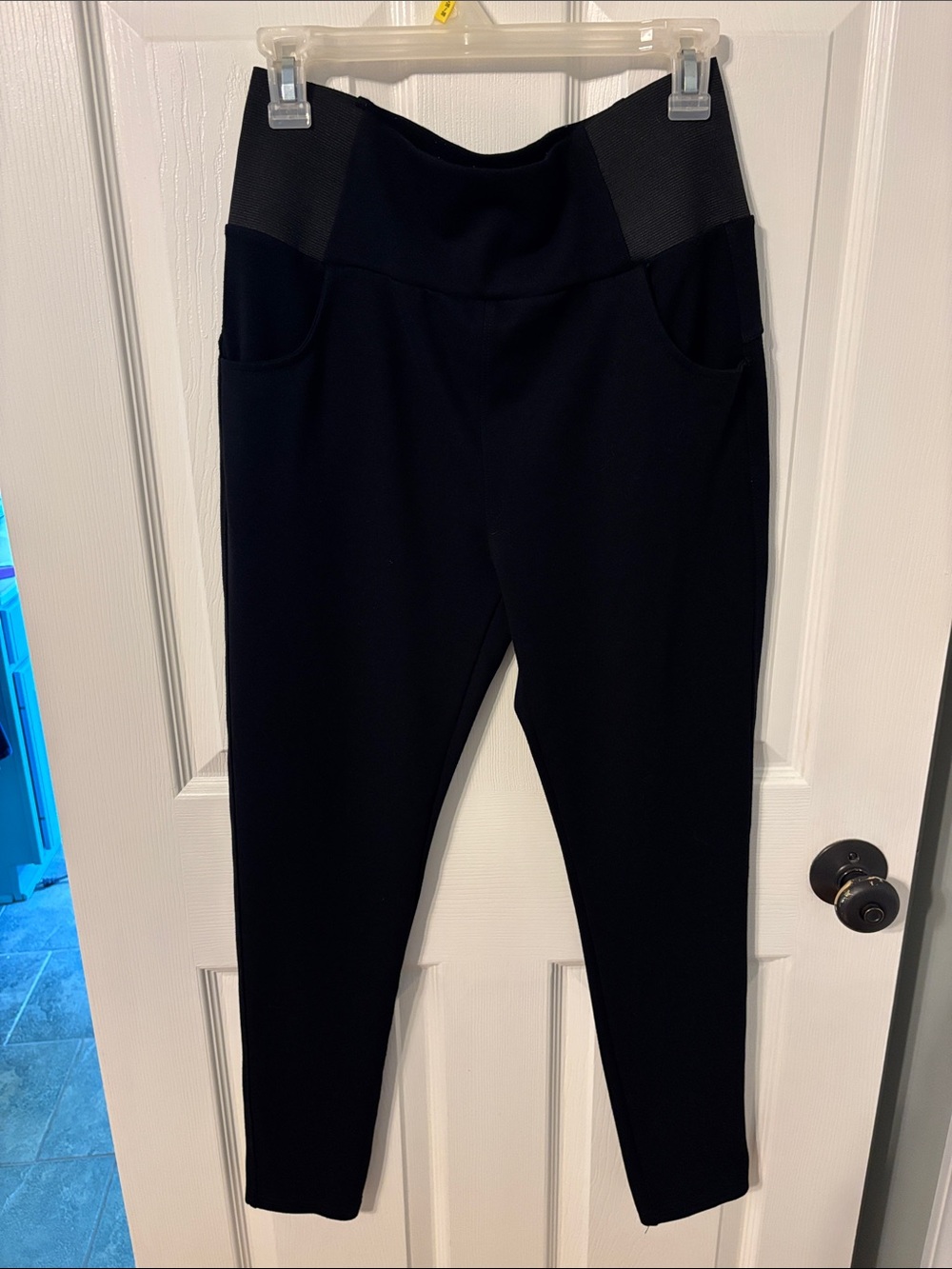 Lark + Grey maternity Black Knit High-Waist Ponte Pants